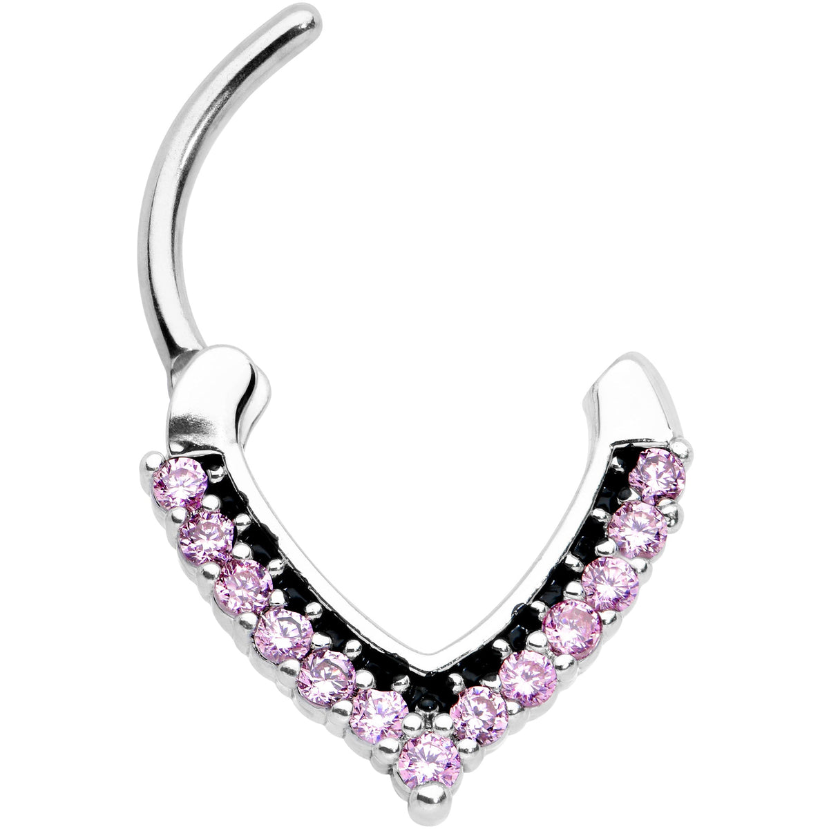 16G 5/16 Pink CZ Gem Classic Chevron Cartilage Clicker