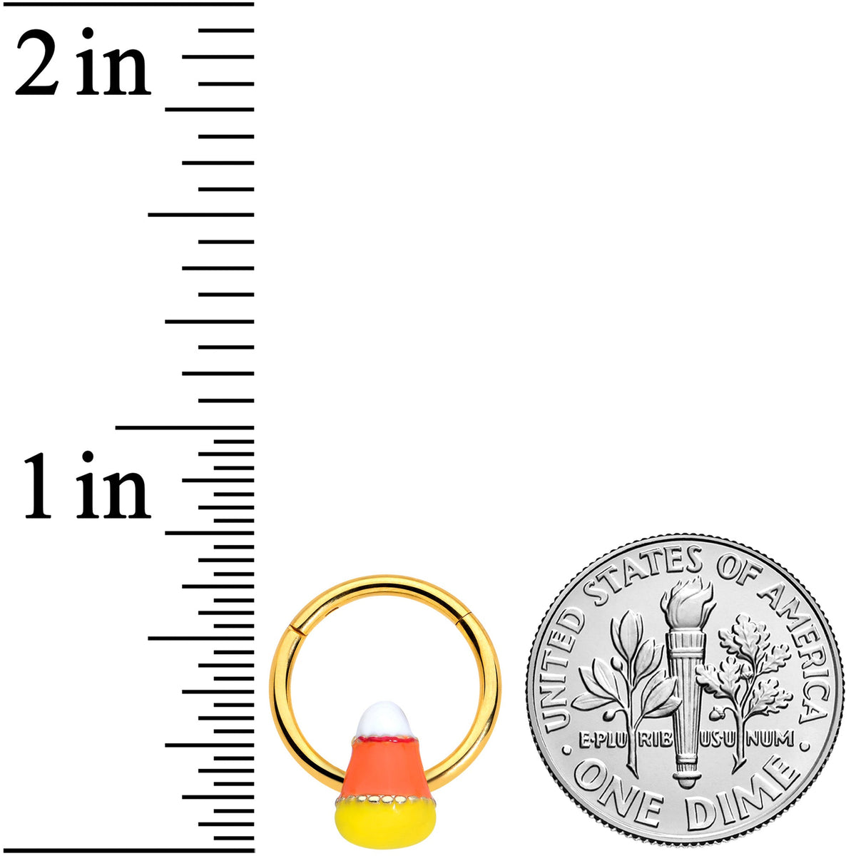 16G 3/8 Gold Tone Candy Corn Halloween Segment Ring