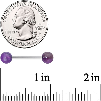 Elegant Purple Amethyst Barbell Tongue Ring