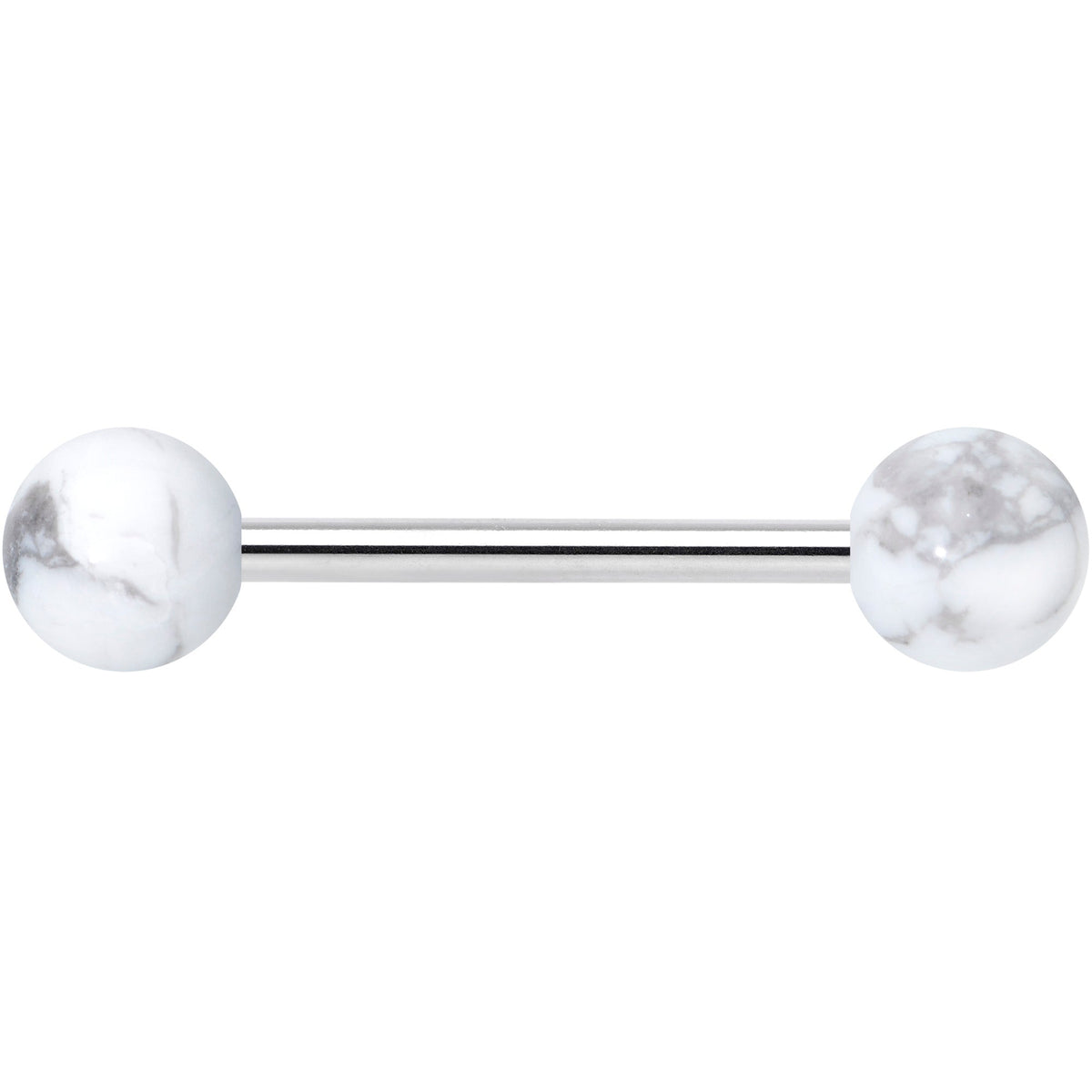 Elegant White Howlite Barbell Tongue Ring