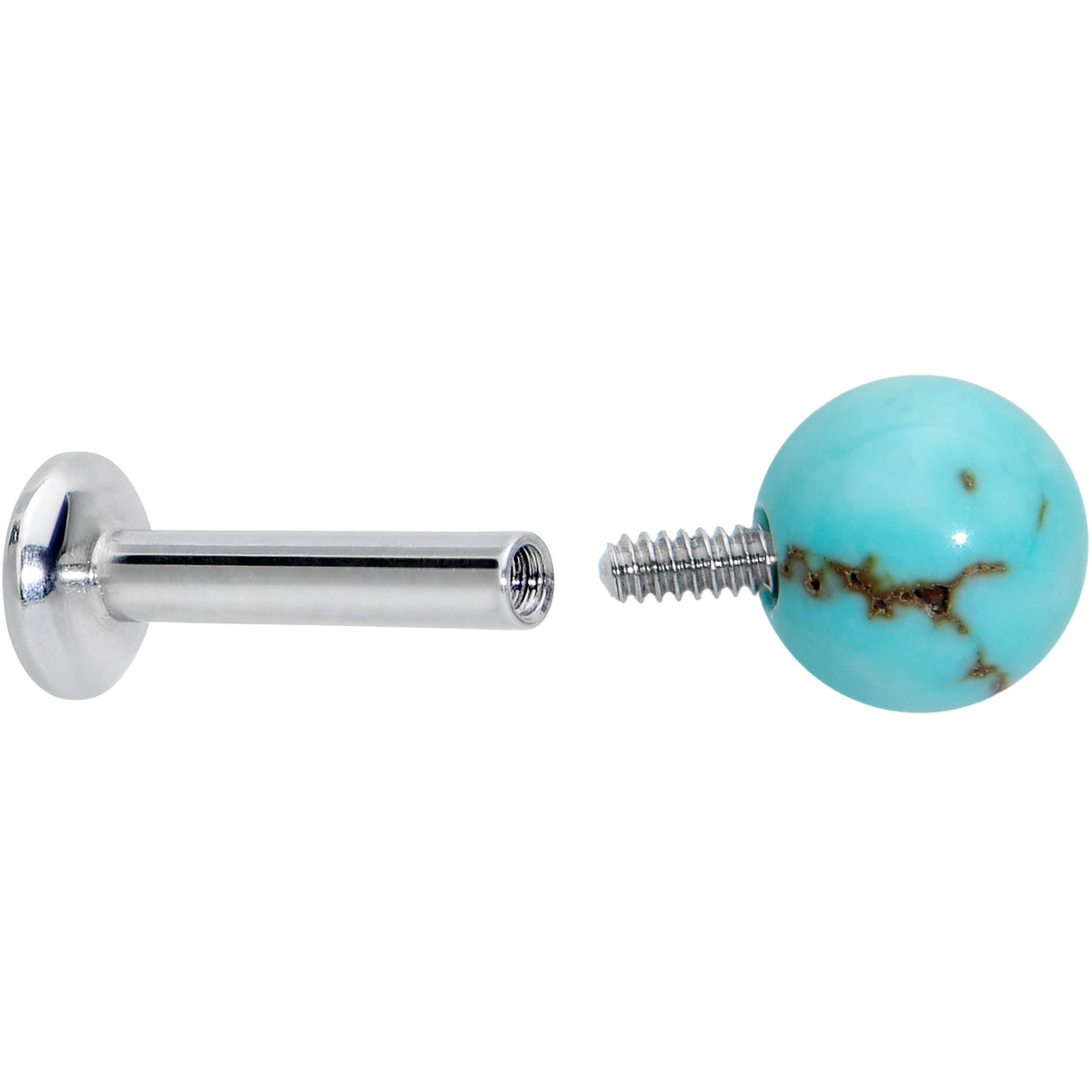 16G 1/4 Elegant Blue Turquoise Internally Threaded Labret Tragus