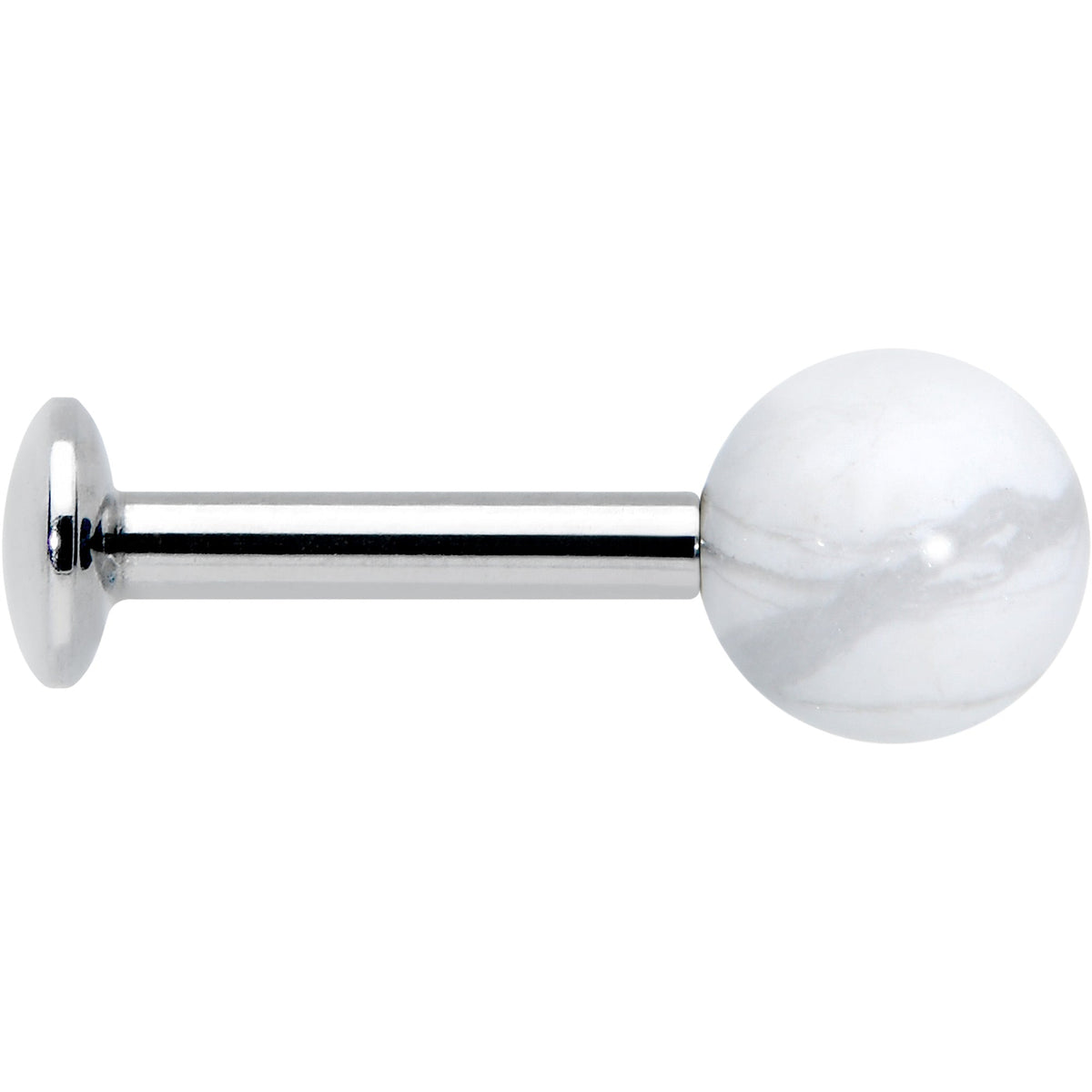16G 1/4 Elegant White Howlite Internally Threaded Labret Tragus