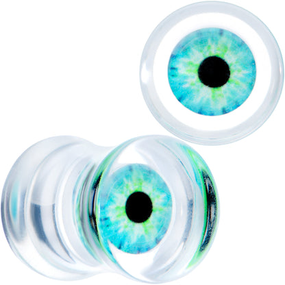Clear Blue Eye Acrylic Double Flare Plug Set