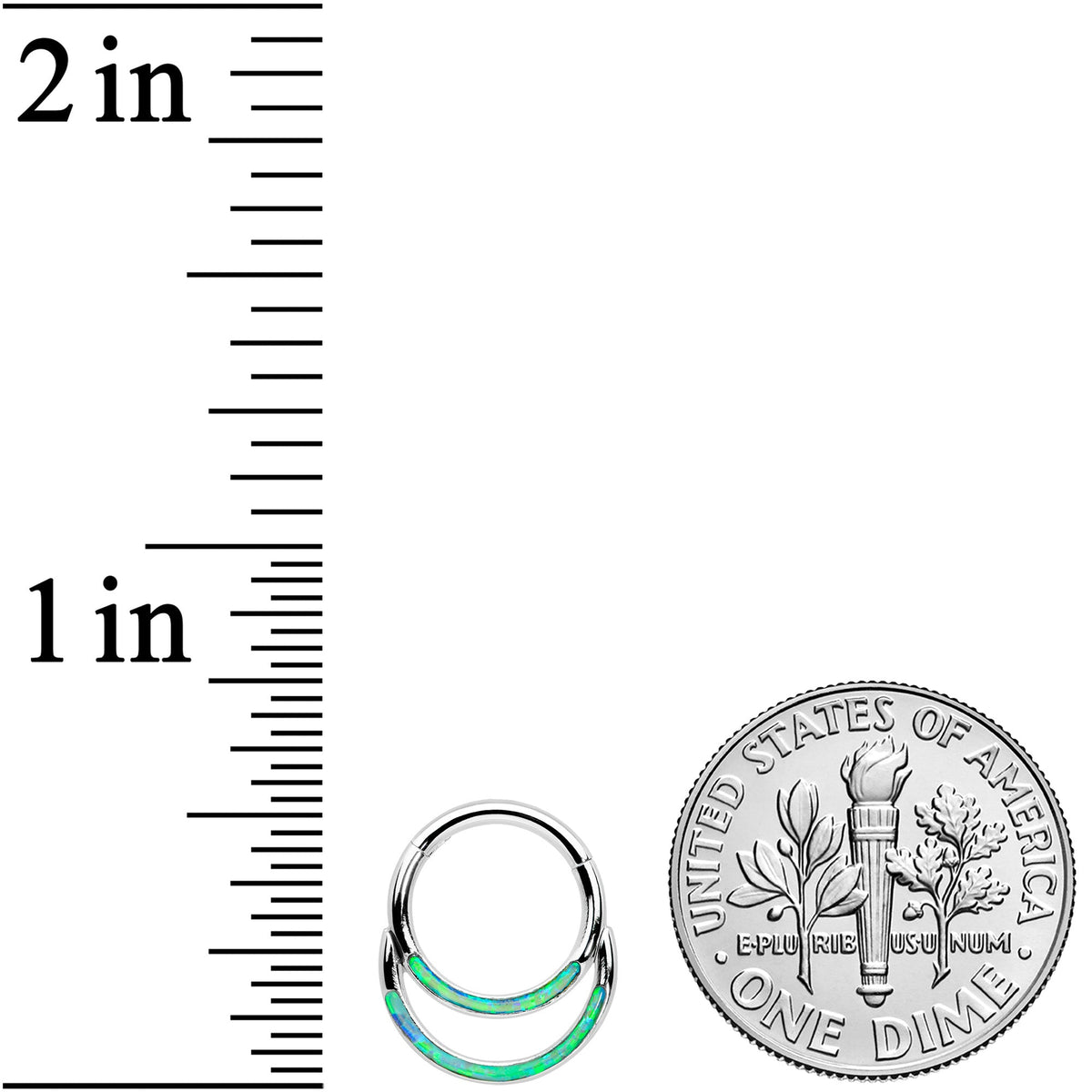 16G 5/16 Green Synthetic Opal Double Row Hinged Segment Ring