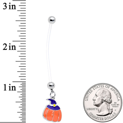 Clear Bioplast Witch Hat Pumpkin Halloween Dangle Pregnancy Belly Ring