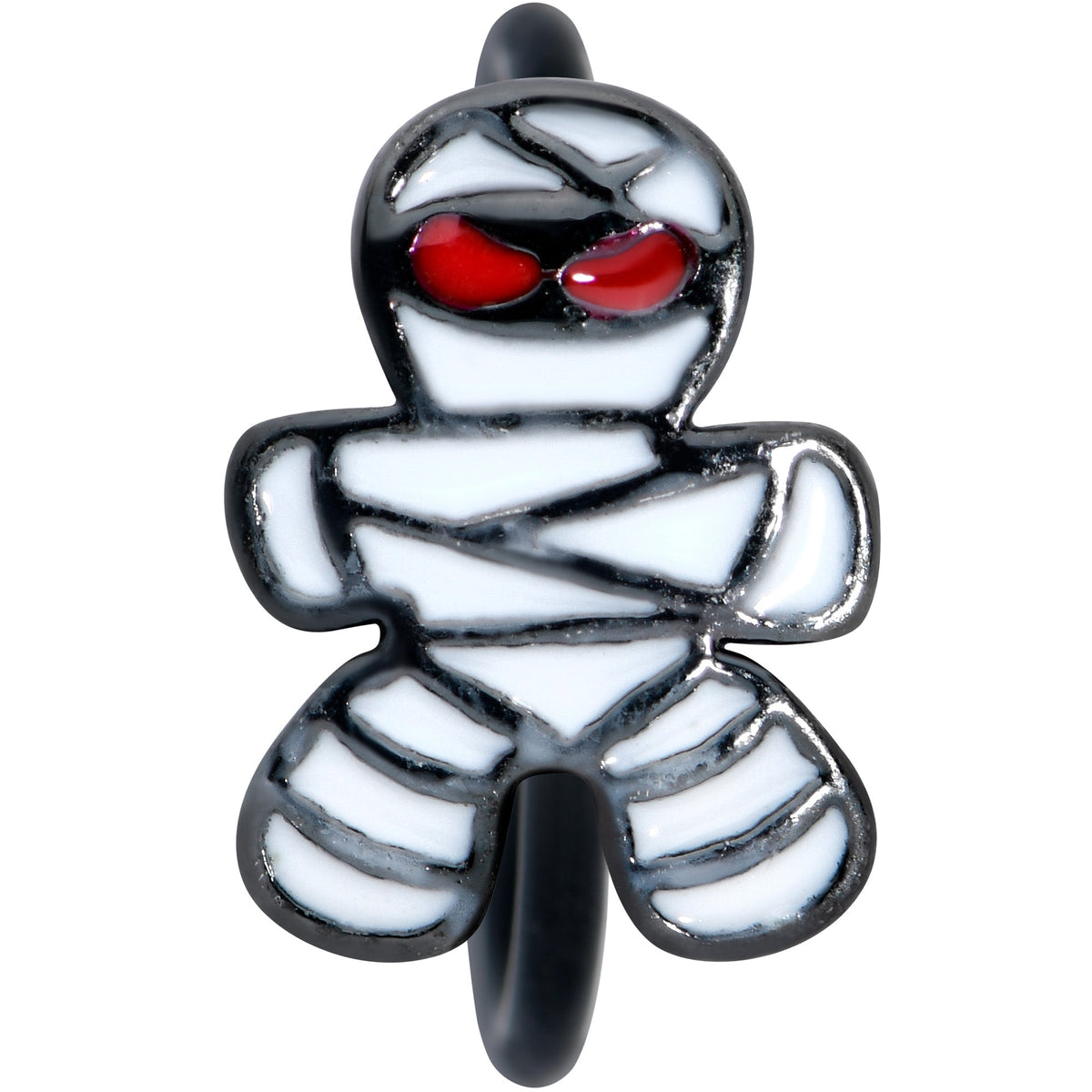 20G 5/16 Black Red Eye Mummy Halloween Nose Hoop