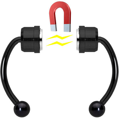 Black Magnetic Septum Ring Horseshoe Non-Pierced Fake Nose Ring