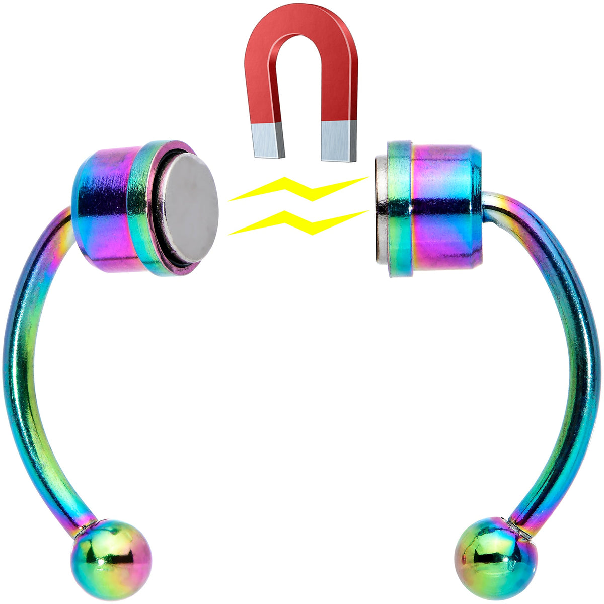 Rainbow Magnetic Septum Ring Horseshoe Non-Pierced Fake Nose Ring