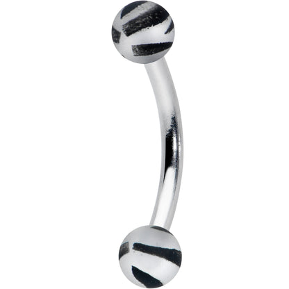 16G 5/16 Matte Grey Zebra Stripe Curved Eyebrow Ring