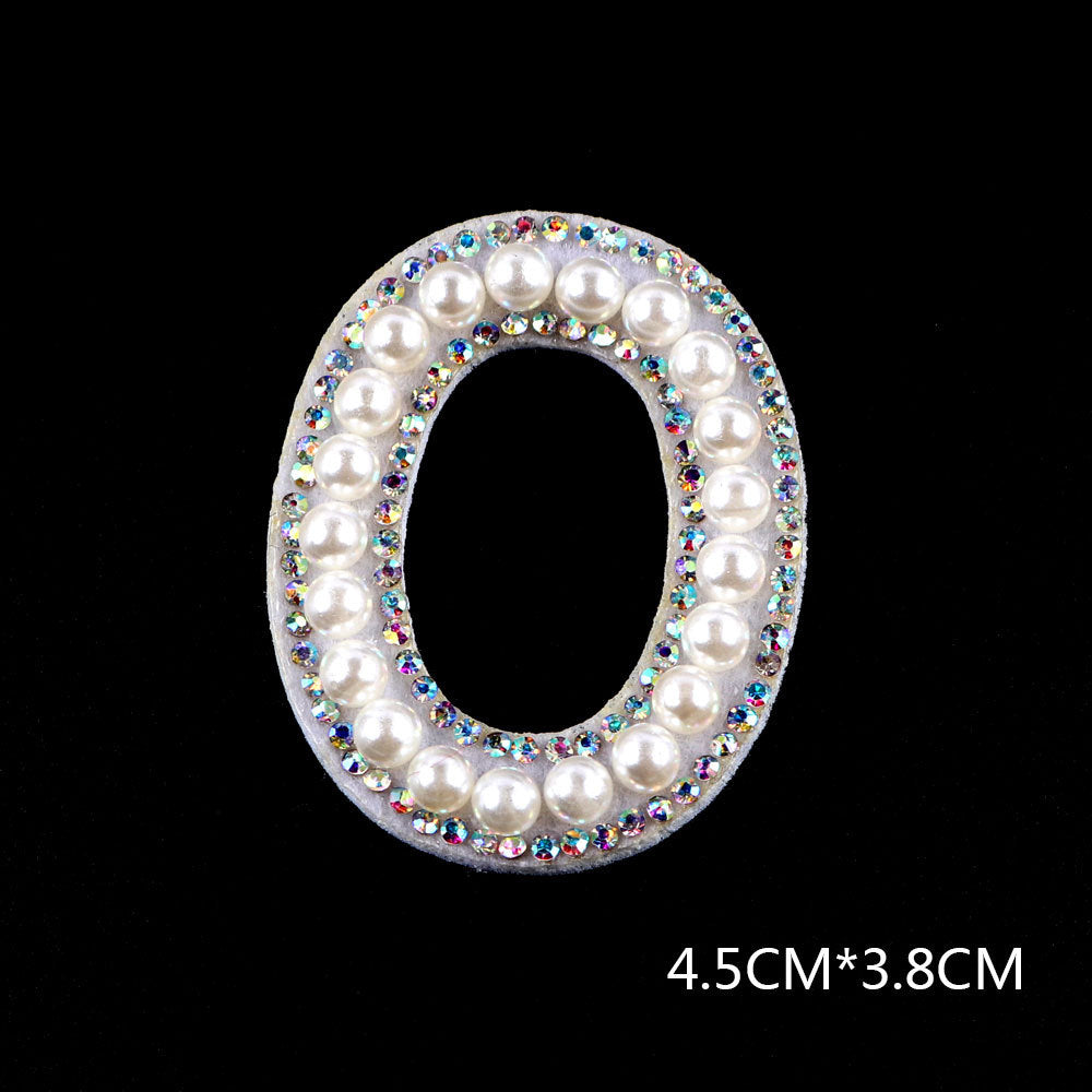 Pearl Rhinestone Cloth Sticker-Letter A-White-2 Pack