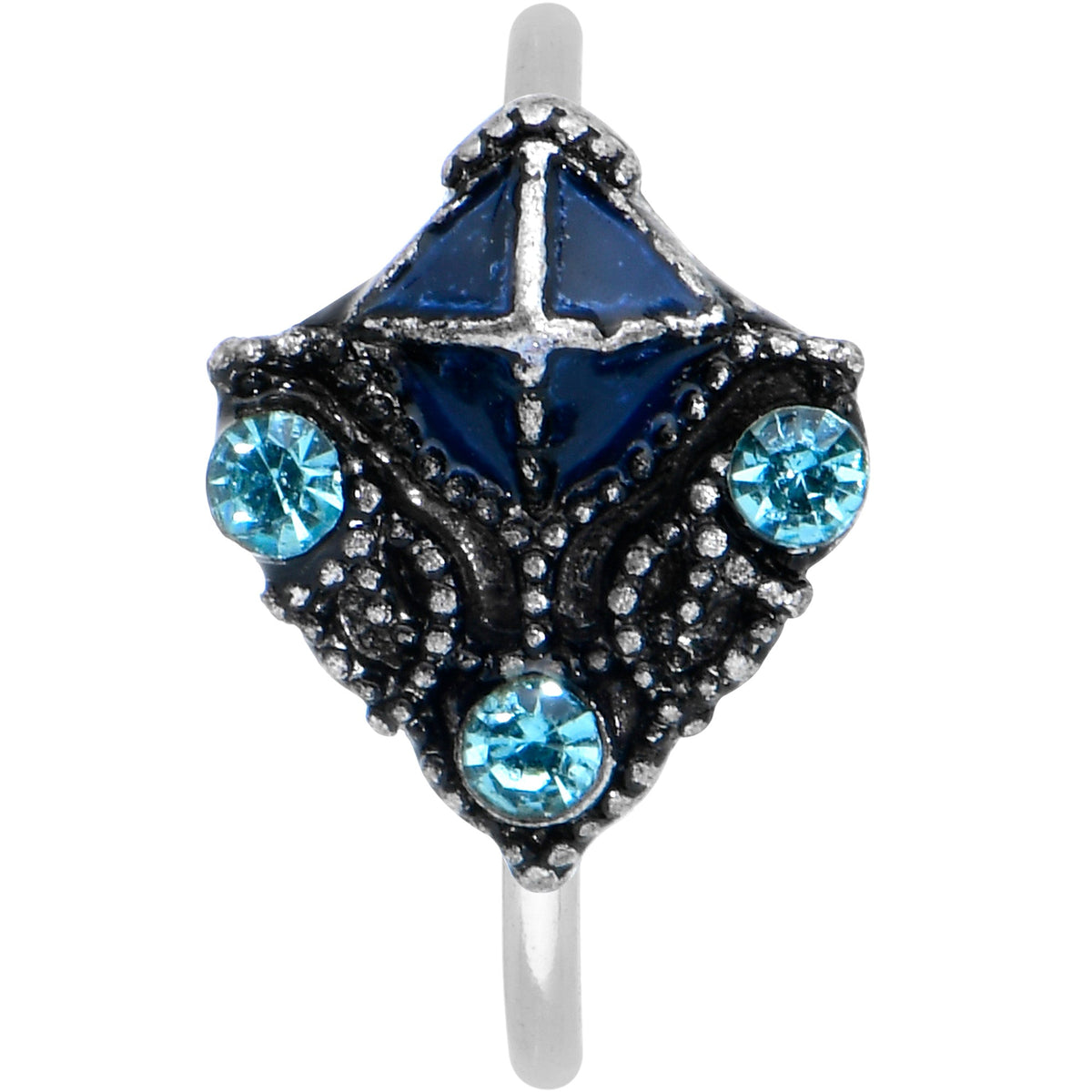 20G 5/16 Blue Gem Rococo Blue Nose Hoop