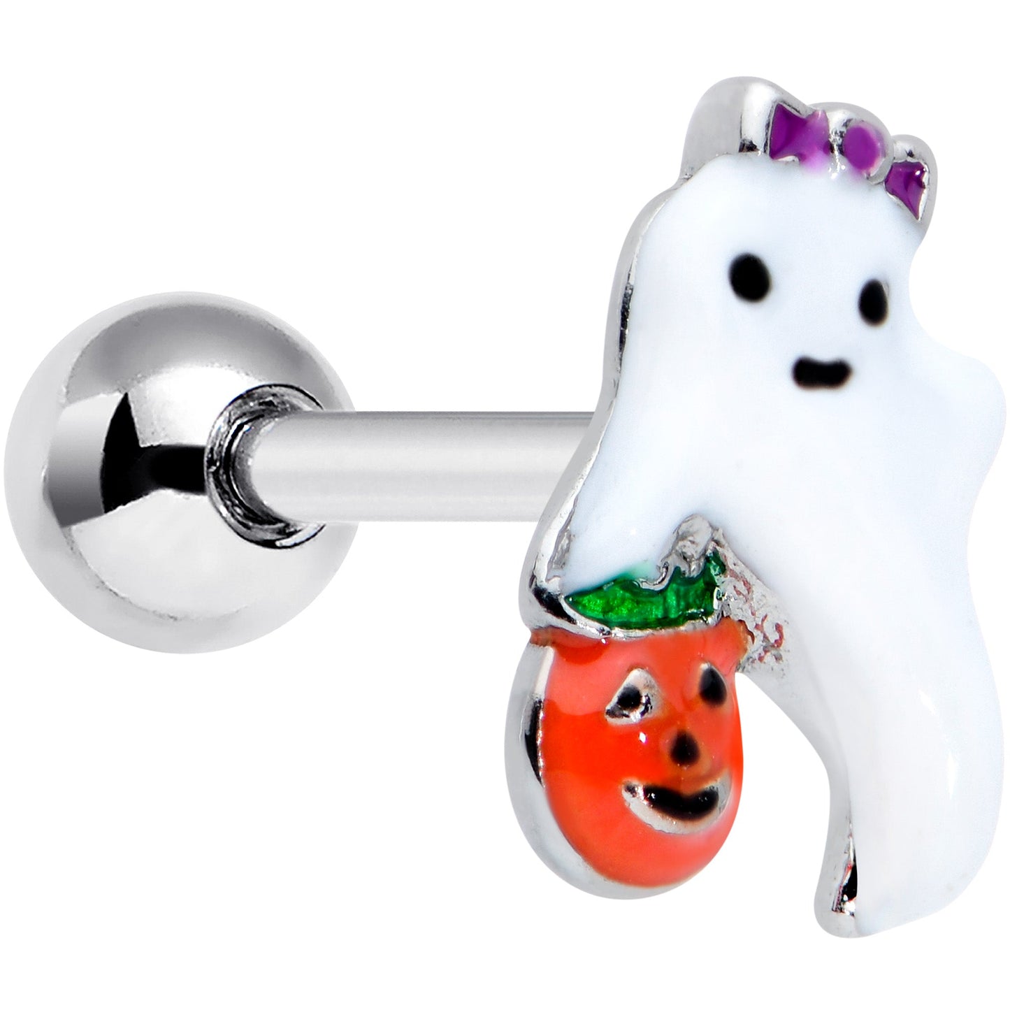 16G 1/4 Trick or Treat Bow Ghost Halloween Cartilage Tragus