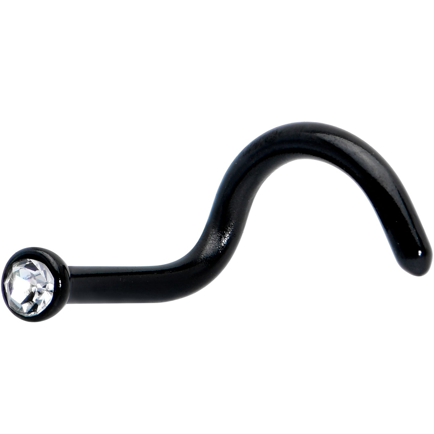 18G 1/4 Clear Gem Black 2mm End Left Nose Screw