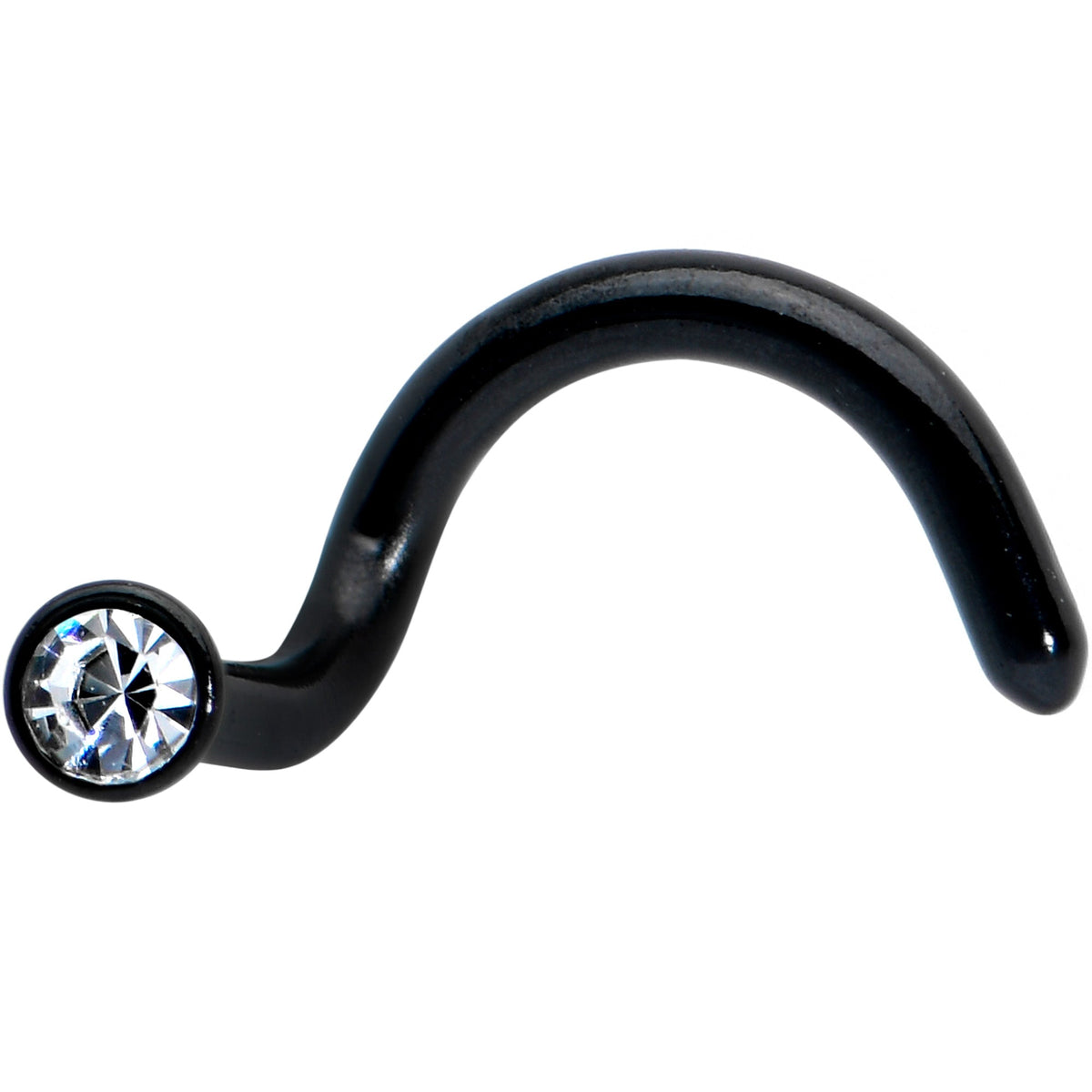 18G 1/4 Clear Gem Black 2mm End Left Nose Screw