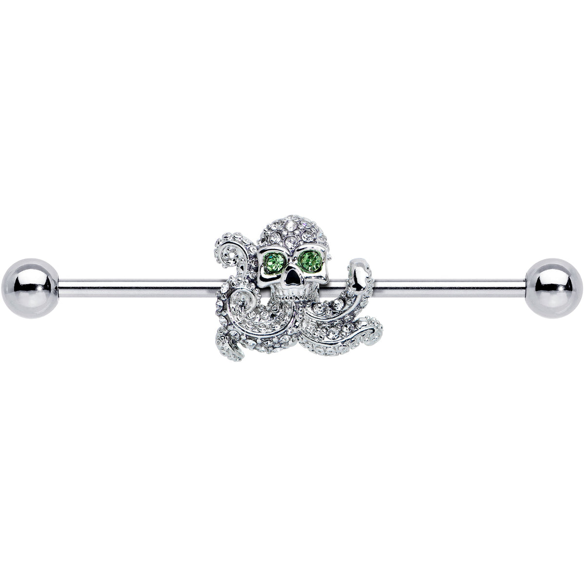 14G Clear Green Gem Sunglasses Octopus Industrial Barbell 38mm