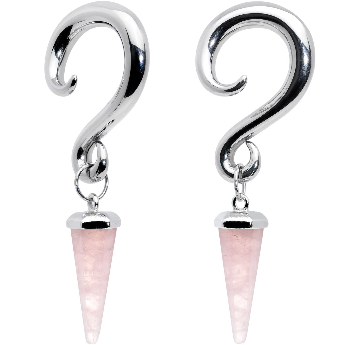 4G Pink Stone Point Spiral Taper Ear Weights