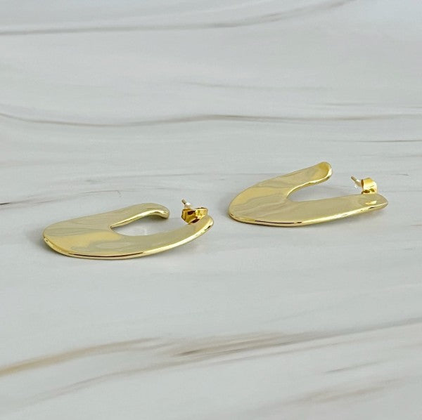 Polished Golden Art Hoop Earrings