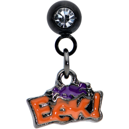 16G 1/4 Clear Gem Black Eek Spider Dangle Cartilage Earring