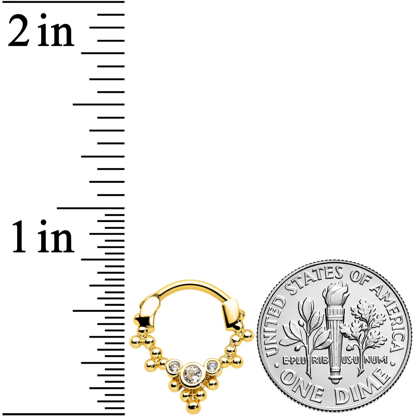 16G 5/16 Clear CZ Gem Gold Tone Princess Cartilage Clicker
