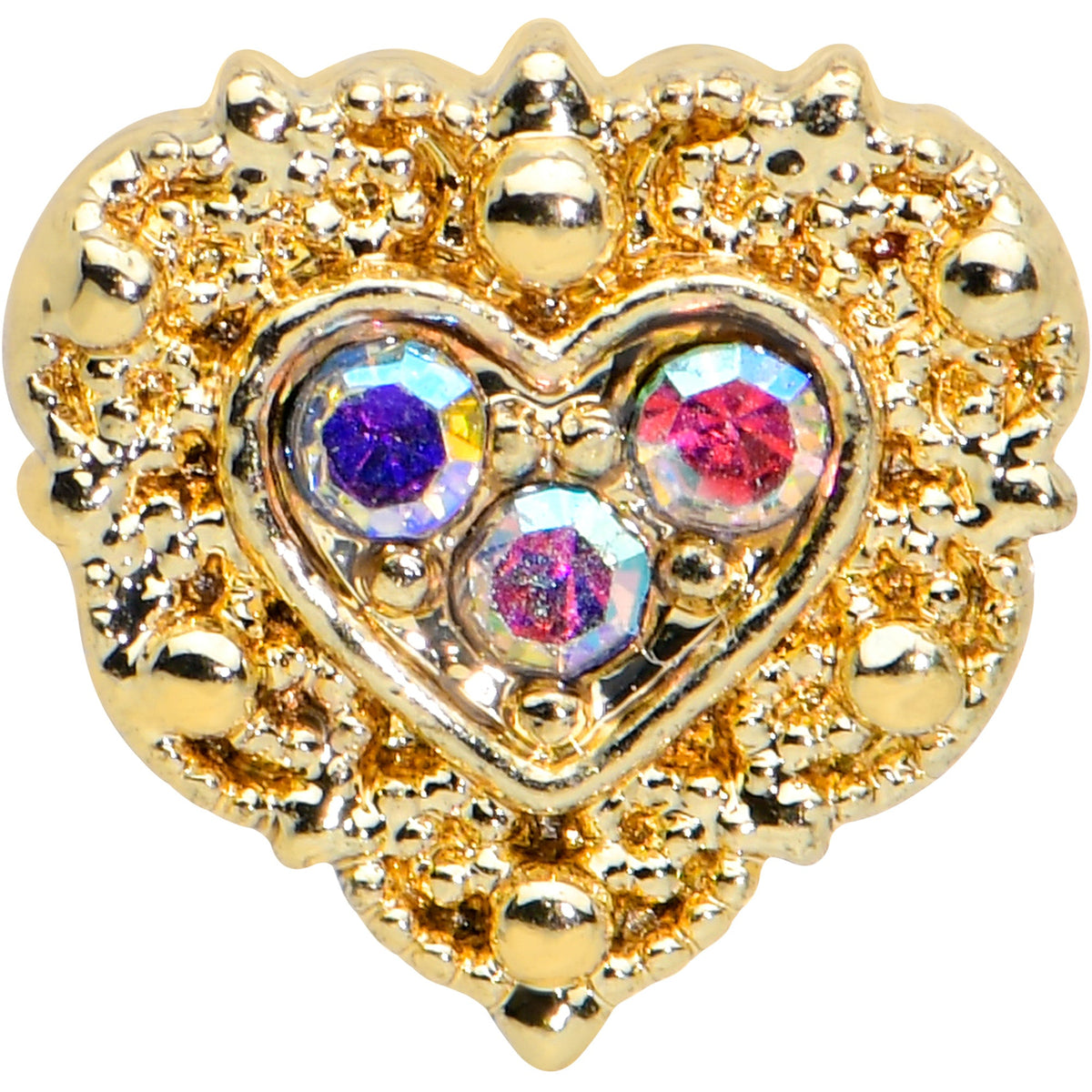 16G 5/16 Aurora Gem Gold Tone Baroque Heart Labret Monroe Tragus