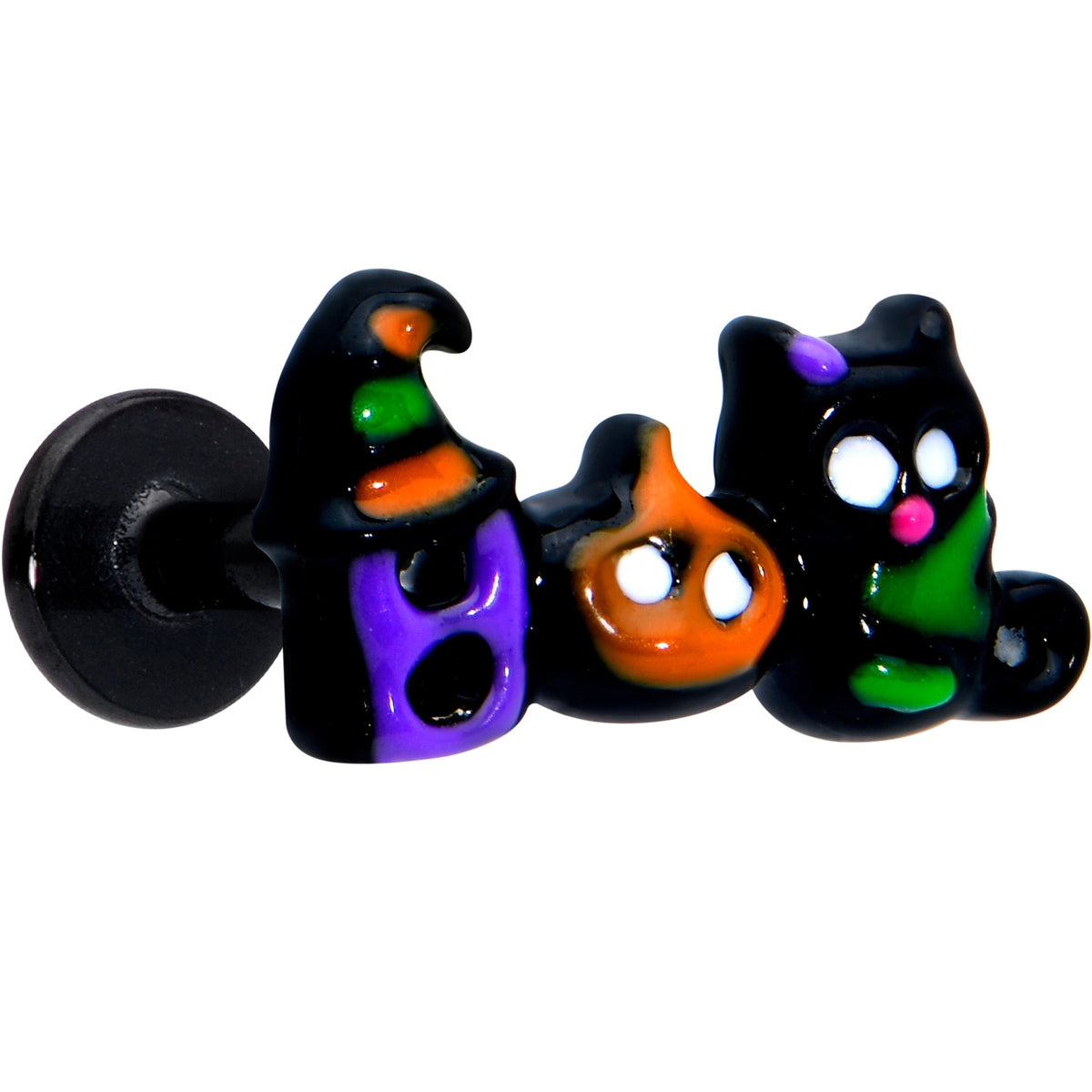 16G 5/16 Black Boo Party Halloween Labret Monroe Tragus