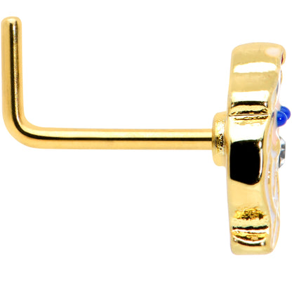 20G 7mm Clear Gem Gold Tone Santa Christmas L Shape Nose Ring