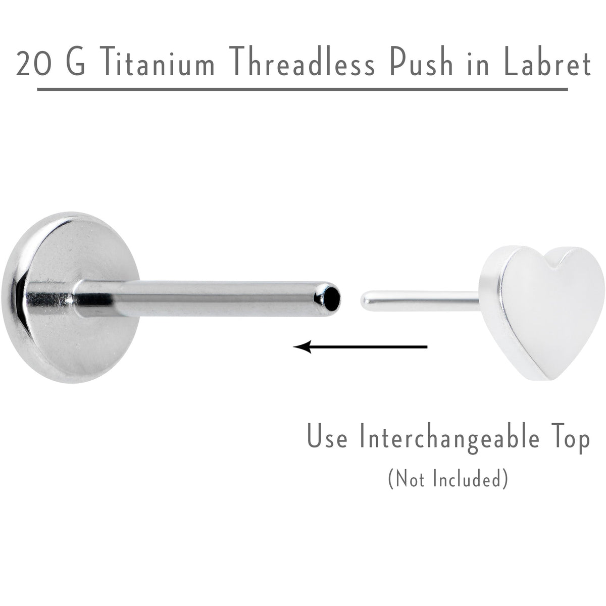 20G 5/16 G23 Titanium Threadless Post Only Labret Tragus Nose