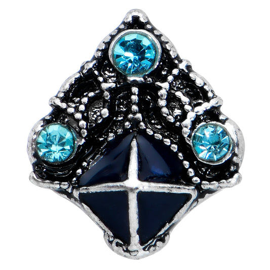 20G 7mm Blue Gem Rococo Blues Elegant L-Shape Nose Ring
