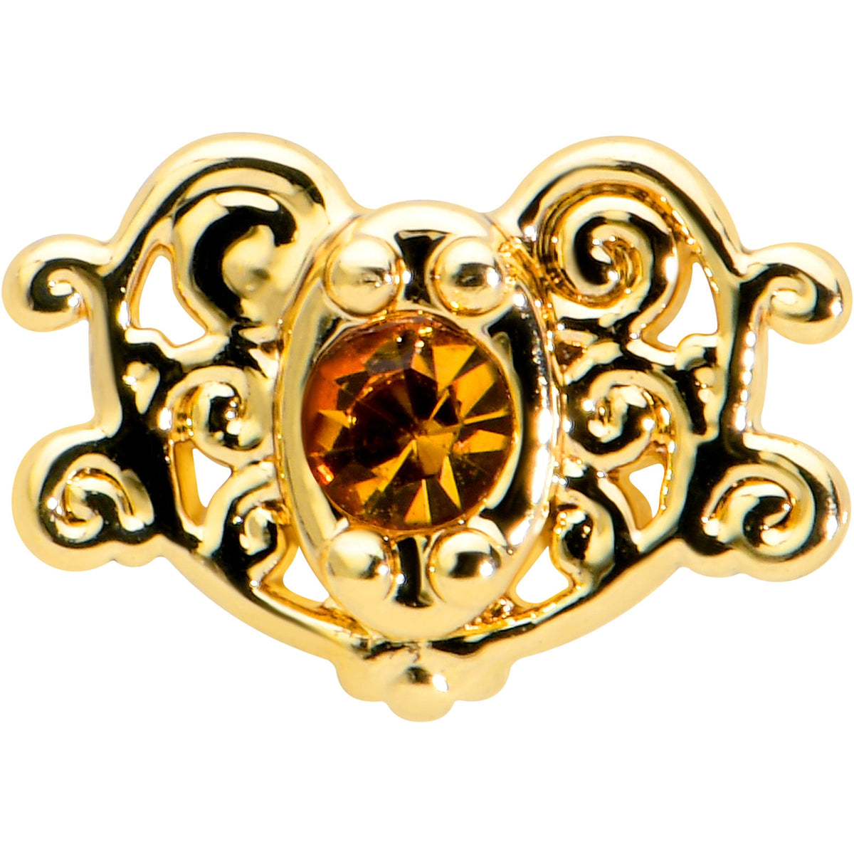 16G 5/16 Yellow Gem Gold Tone Duet Scroll Labret Monroe Tragus