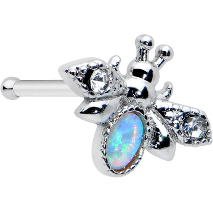 20G 1/4 White Synthetic Opal Insect Nose Bone