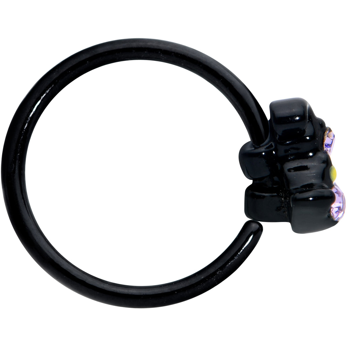 20G 5/16 Clear Gem Black Witch Hat Halloween Nose Hoop