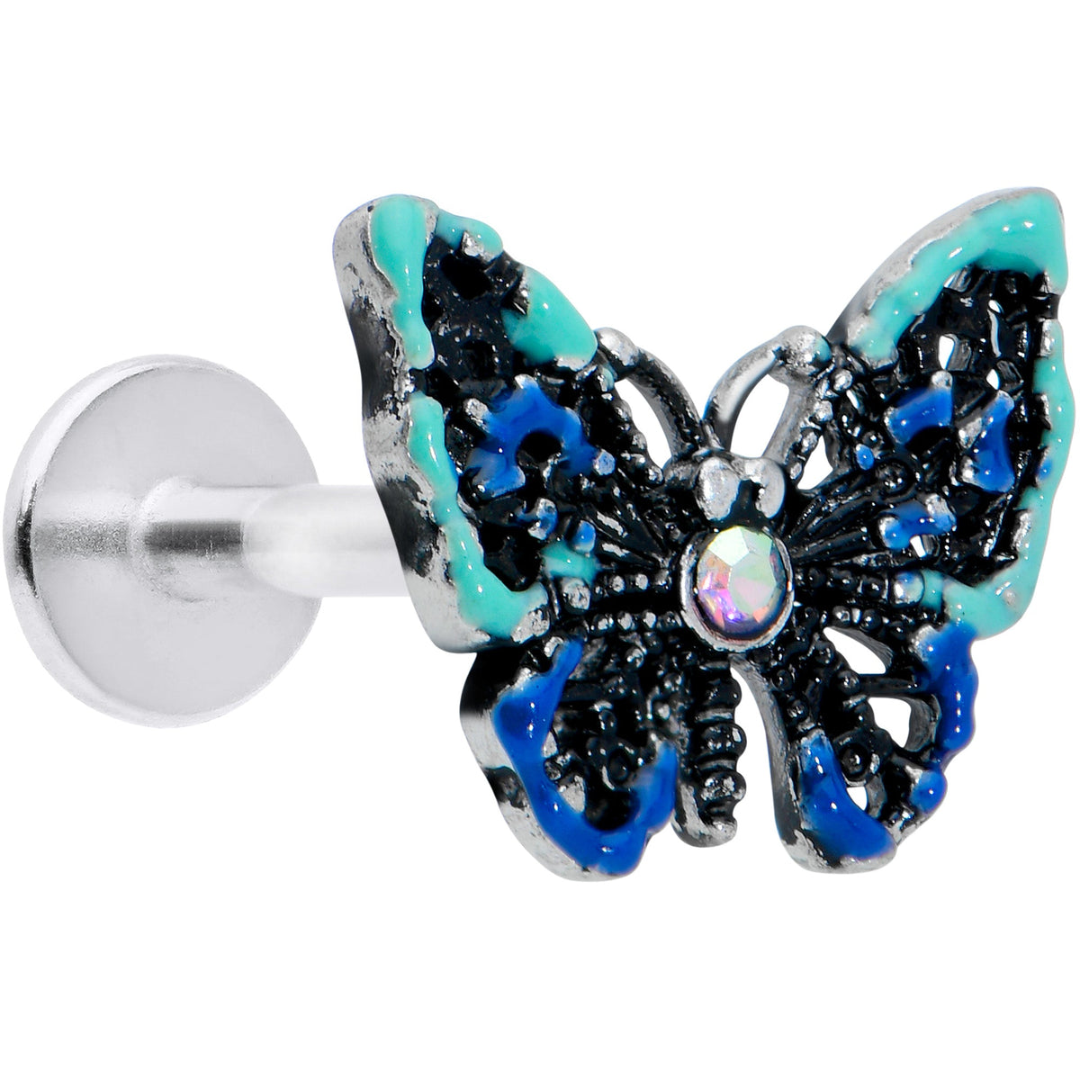 16G 5/16 Aurora Gem Colorful Glam Butterfly Labret Monroe Tragus