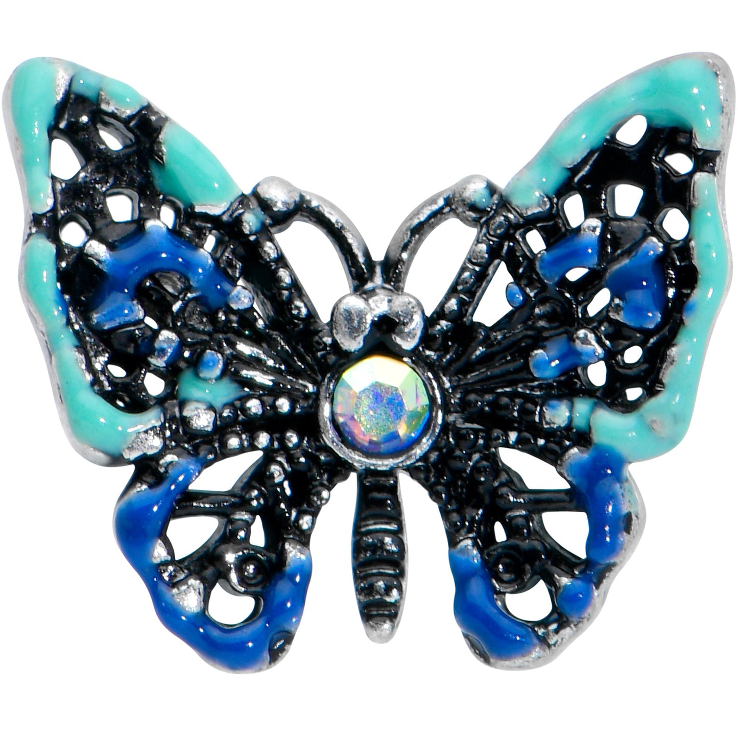 16G 5/16 Aurora Gem Colorful Glam Butterfly Labret Monroe Tragus