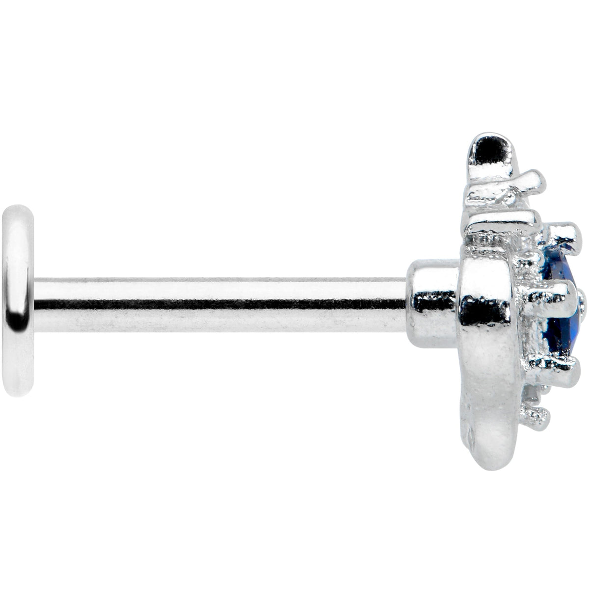 16G 5/16 Clear Blue Gem Oval Swirl Labret Monroe Tragus