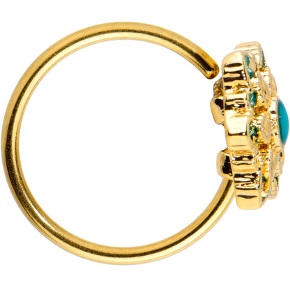 20G 5/16 Blue Gem Gold Tone Snowflake Nose Hoop