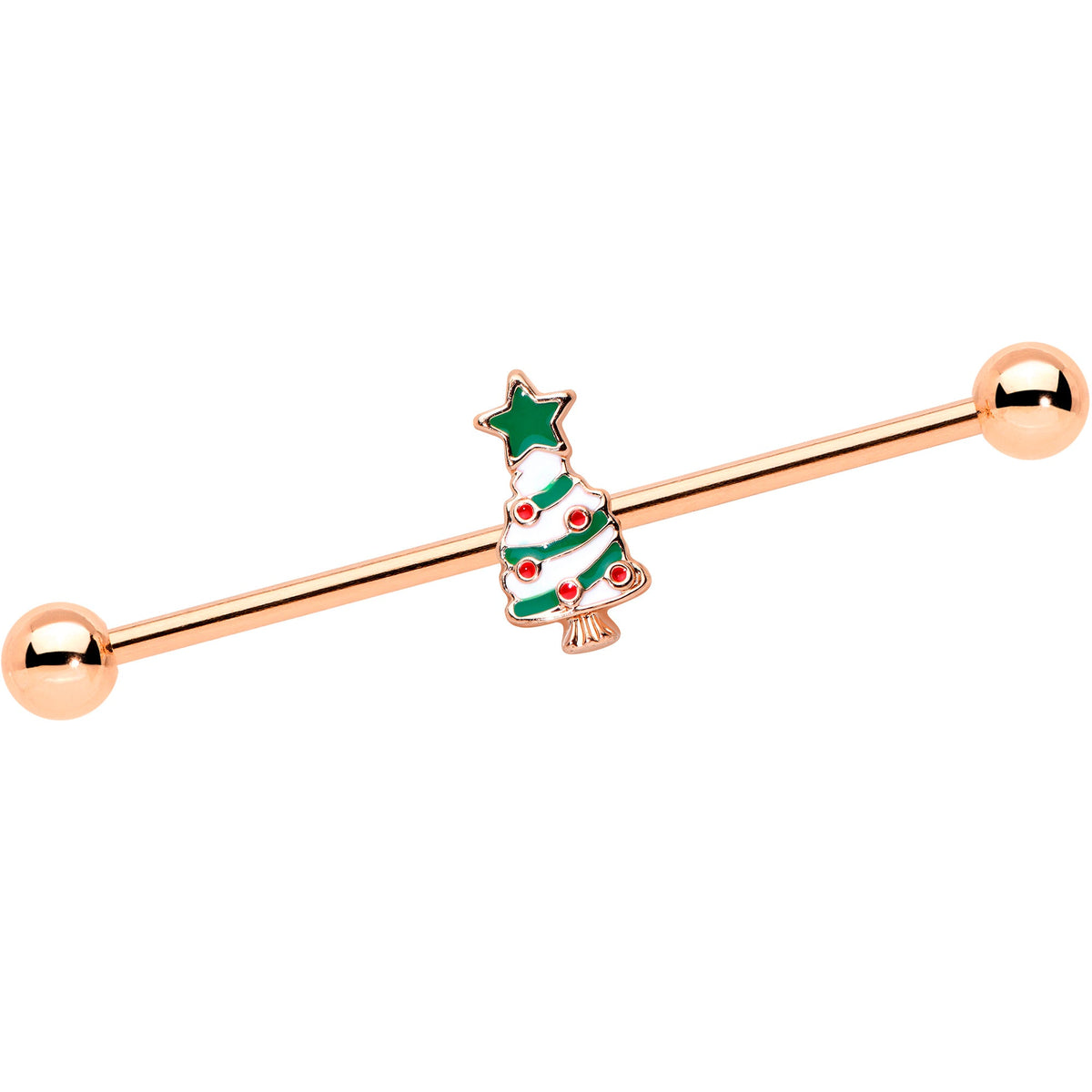 14G Red Gem Snowman Christmas Industrial Barbell 38mm Set of 2