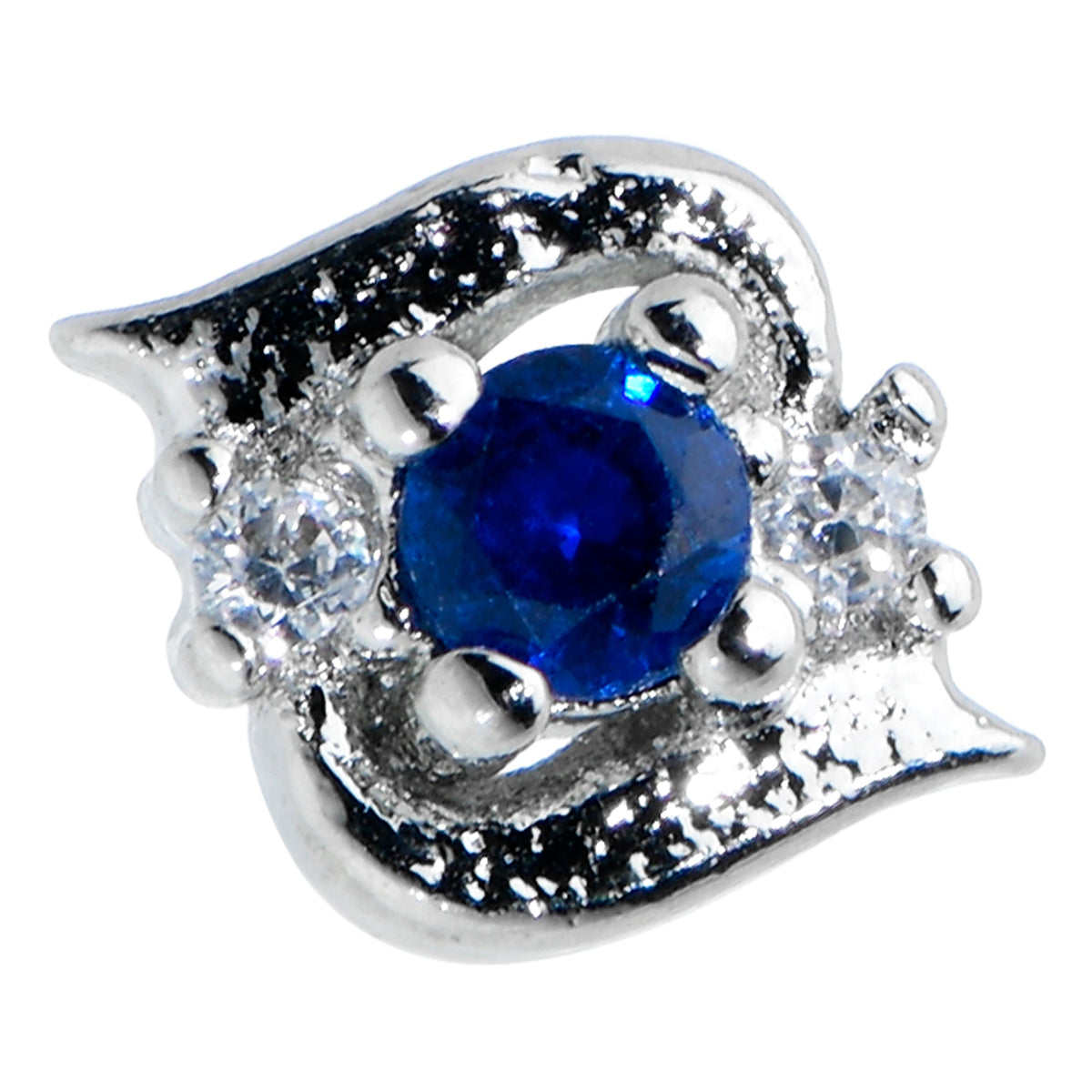 20G 1/4 Clear Blue Gem Oval Swirl Nose Bone