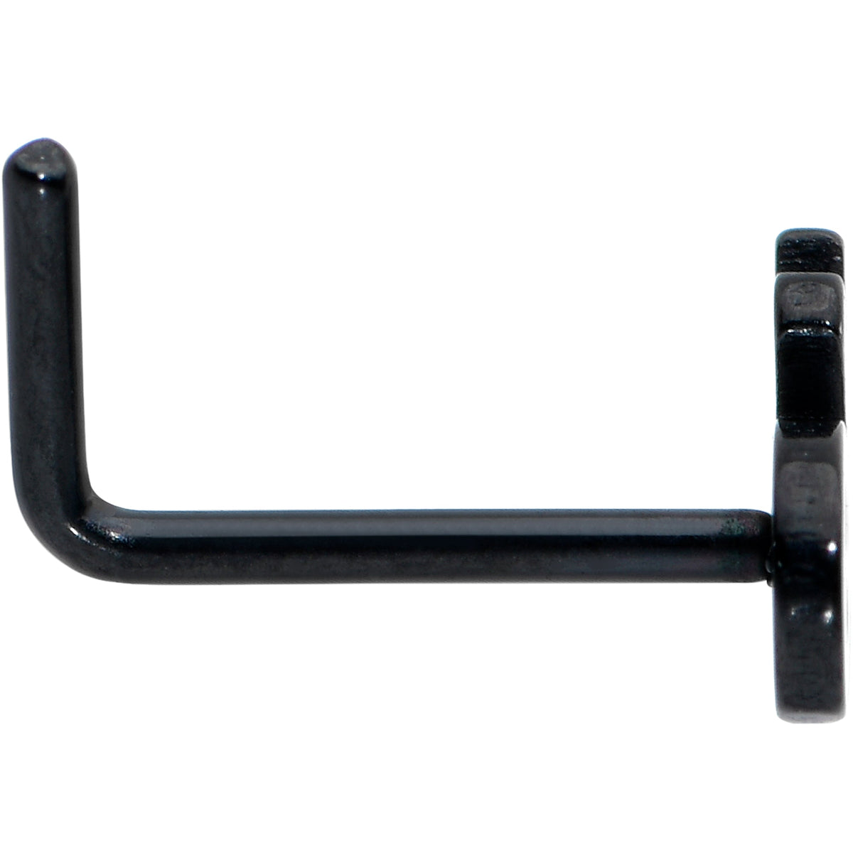 20G 1/4 Black Anodized Skull Halloween L Shape Nose Ring