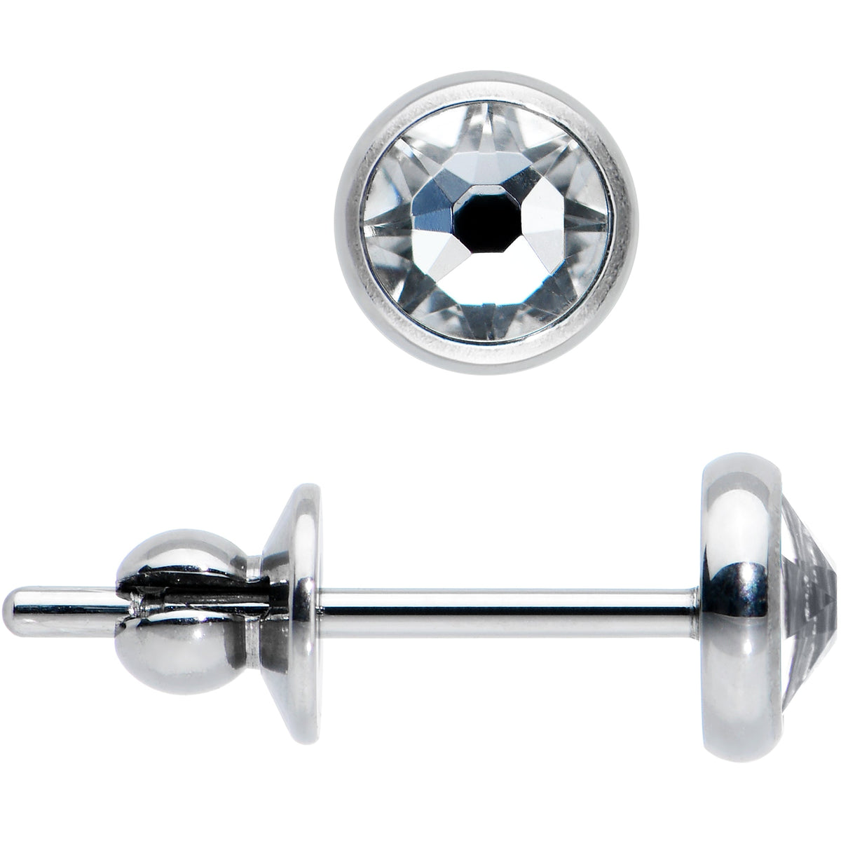 4mm Clear Crystal Implant Grade Titanium Stud Earrings