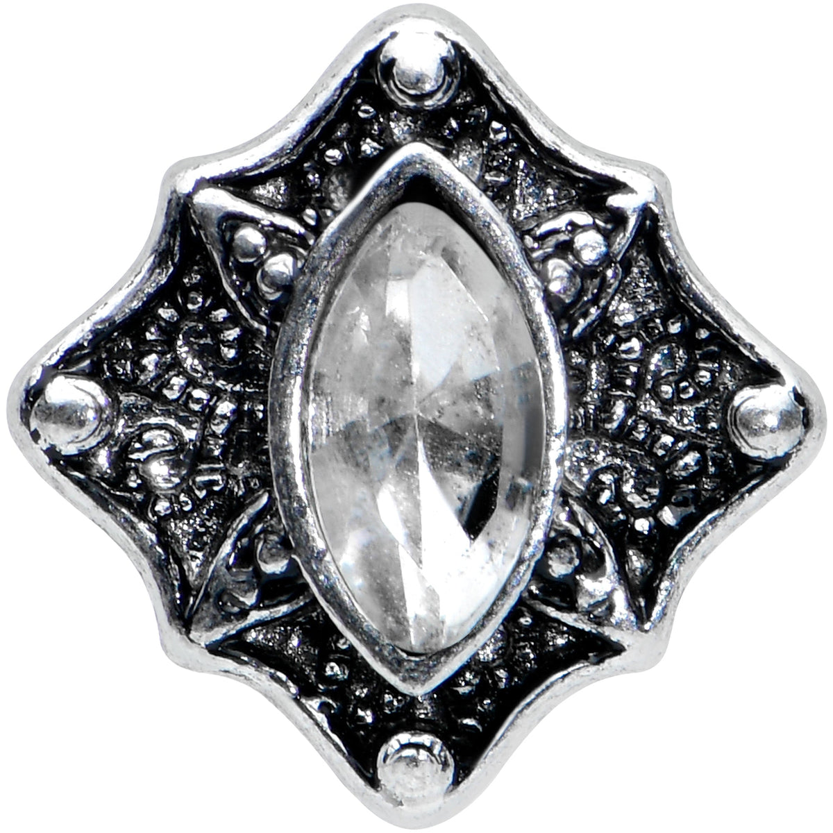 16G 5/16 Clear Gem Retro Rhombus Labret Monroe Tragus
