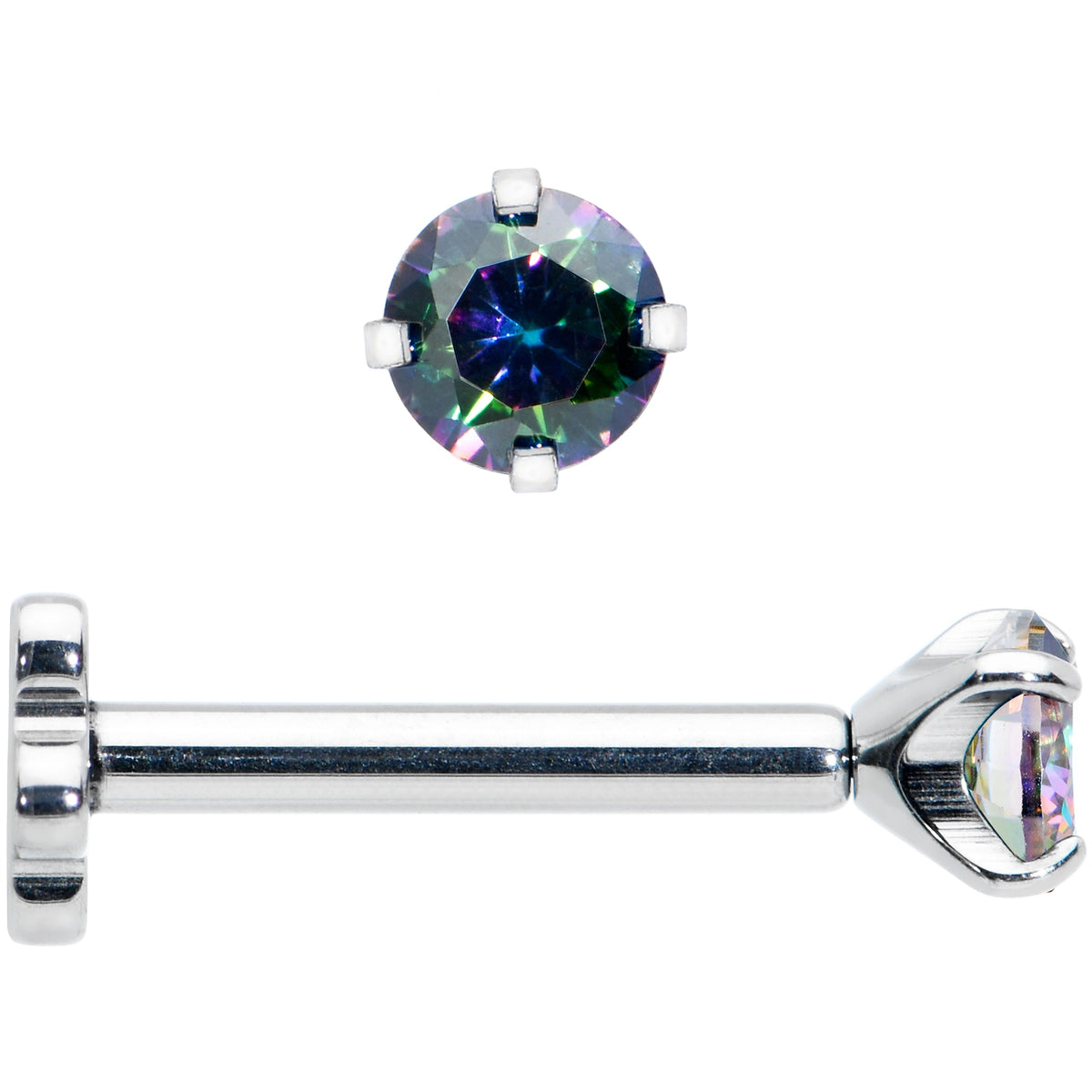 16G 5/16 Vitrail CZ G23 Titanium Threadless Flower Labret Tragus
