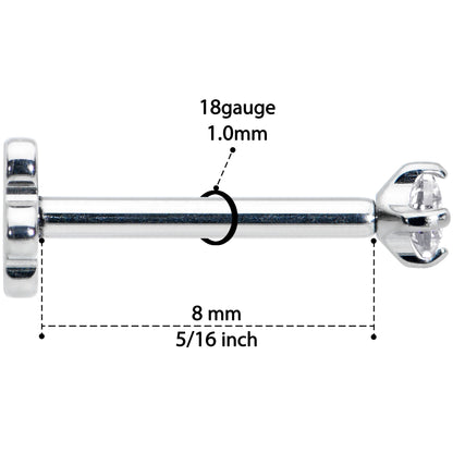 18G 5/16 Clear CZ G23 Titanium Threadless Flower Labret Tragus