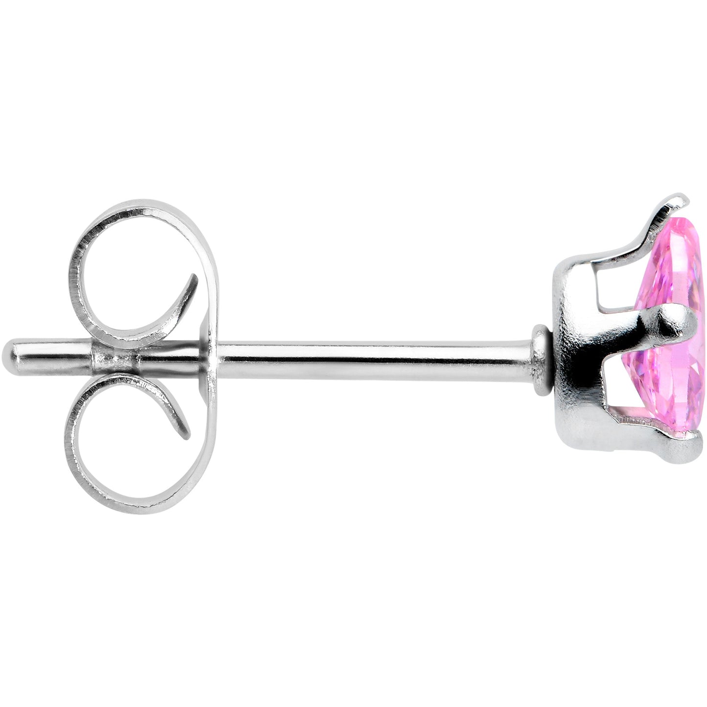 CZ Teardrop Pink Stainless Steel Stud Earrings 3mm to 7mm