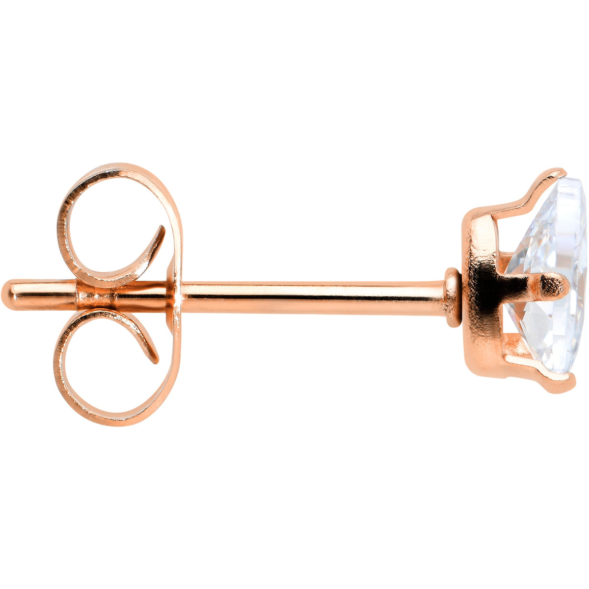 CZ Teardrop Clear Rose Gold Tone Stainless Steel Stud Earrings 3mm to 7mm