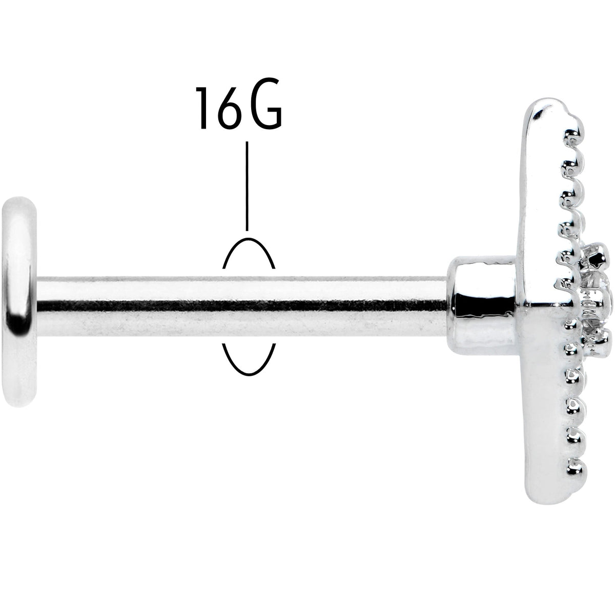16G 5/16 Clear Gem Deco Textured Rhombus Labret Monroe Tragus
