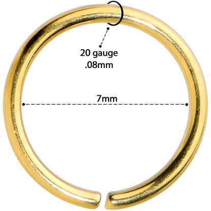 20G 7mm Gold Tone PVD Grade 23 Titanium Bendable Hoop Ring