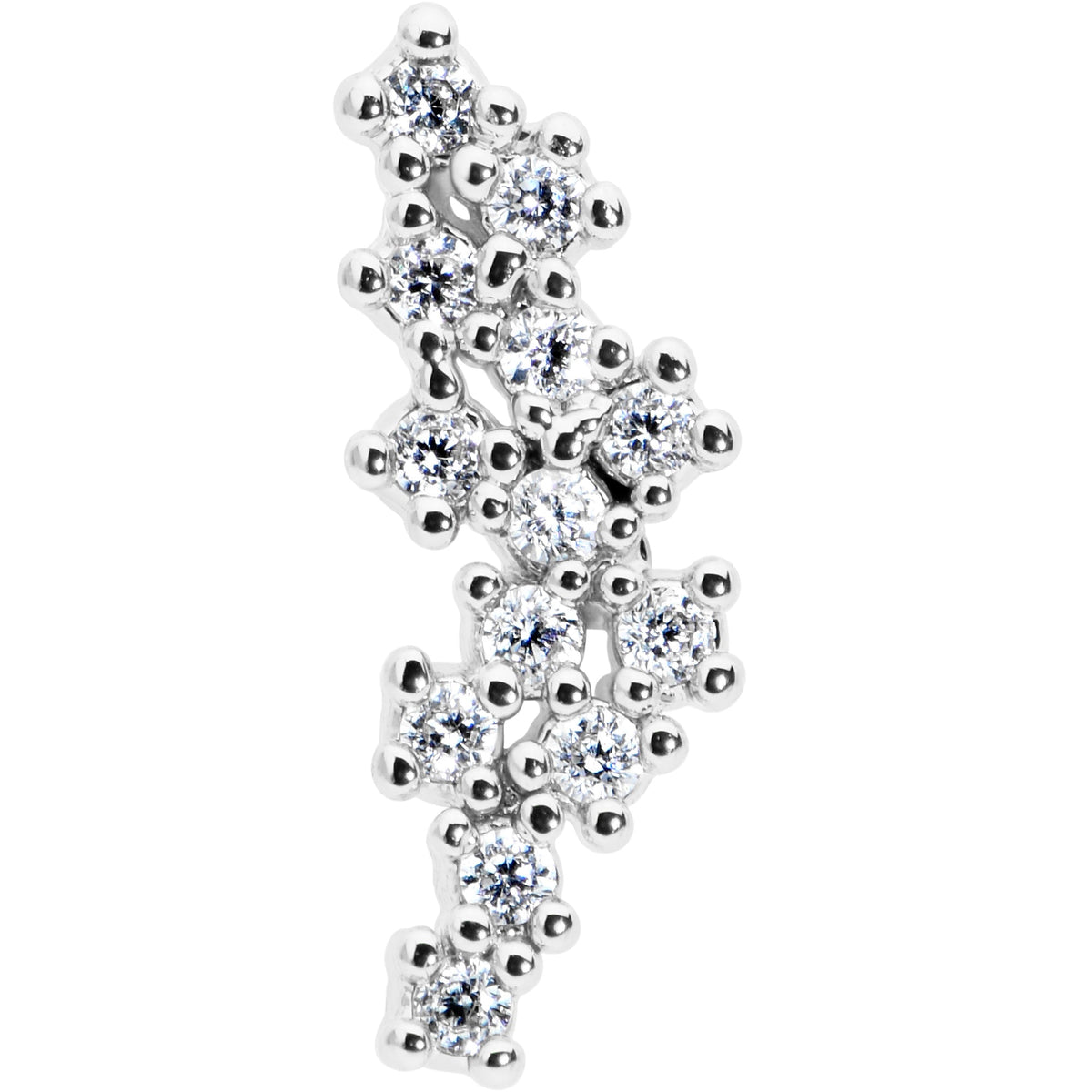 16G 1/4 Clear CZ Gem Texture Arc Internal Thread Labret Tragus