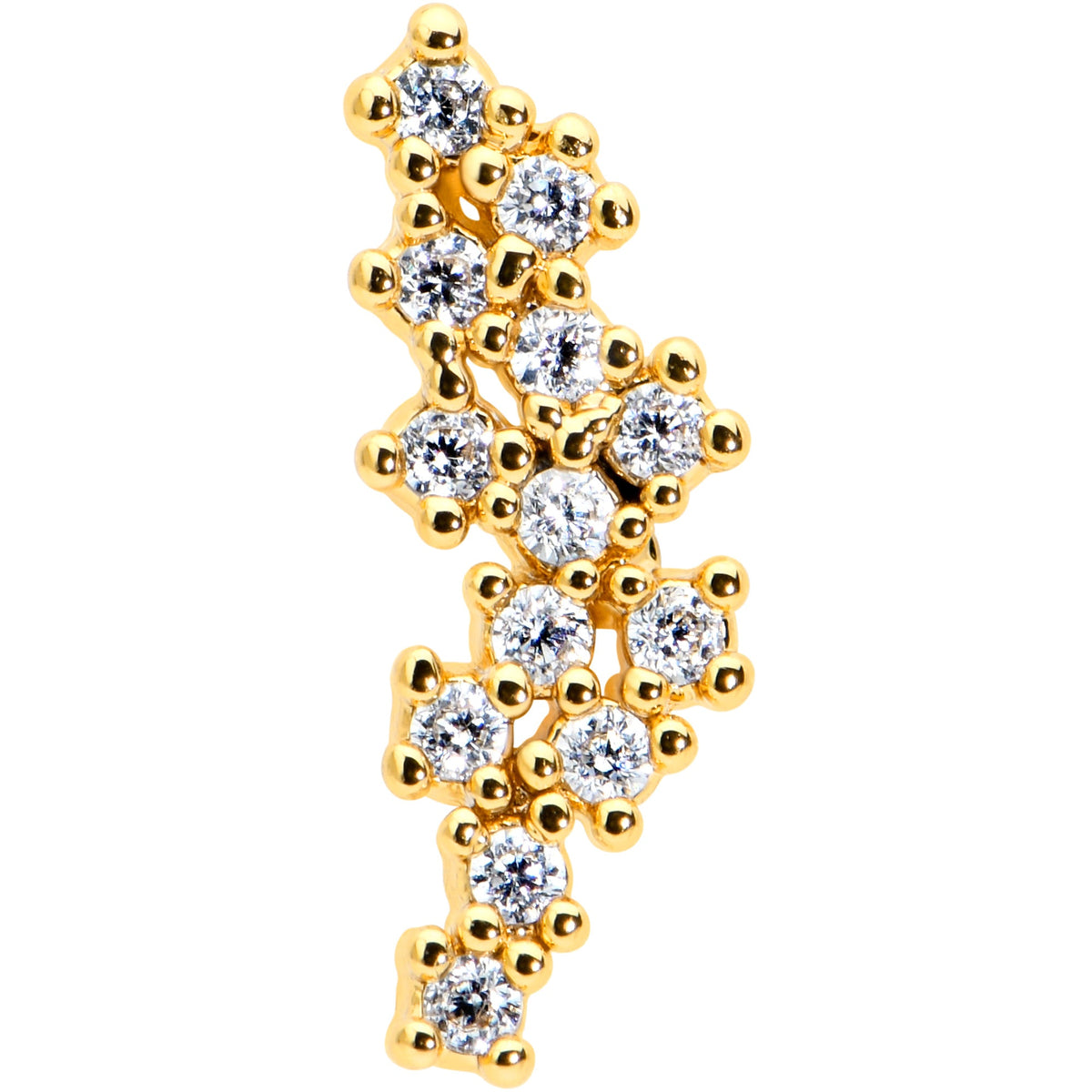 16G 1/4 CZ Gem Gold Hue Texture Arc Internal Thread Labret Tragus