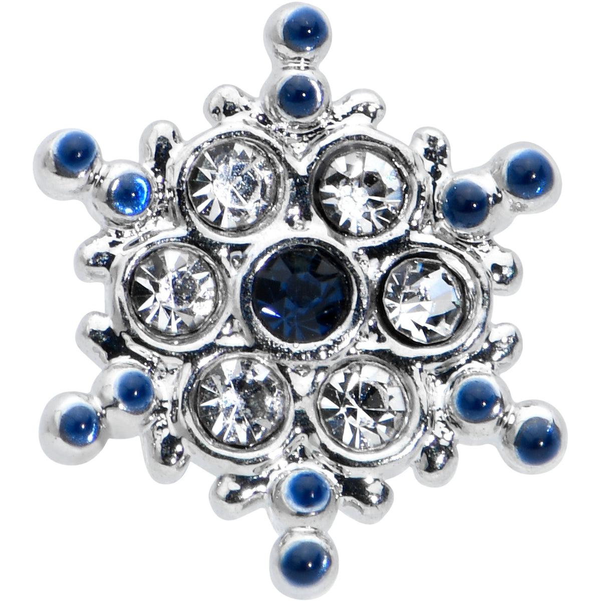 16G 5/16 Clear Blue Gem Festive Snowflake Labret Monroe Tragus