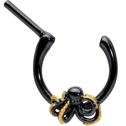 16G 5/16 Black Understated Octopus Cartilage Clicker